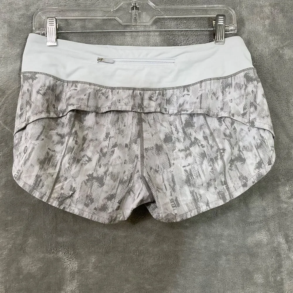 lululemon athletica White and Light Gray Printed Speed Up Athletic Shorts